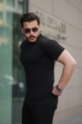 Erkek Kısa Kollu çizgi Kabartma Detaylı T-shirt resmi